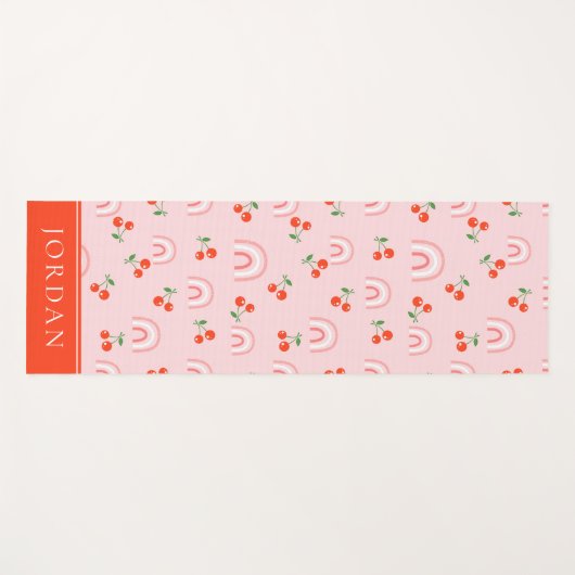 Tapis De Yoga Motif rose arc-en-ciel cerise (Devant (Horizontal))