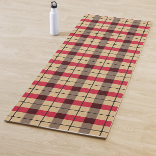 Tapis De Yoga Motif rouge, beige et vert