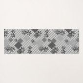 Tapis De Yoga Motif rustique en patchwork noir et blanc rétro (Dos (Horizontal))