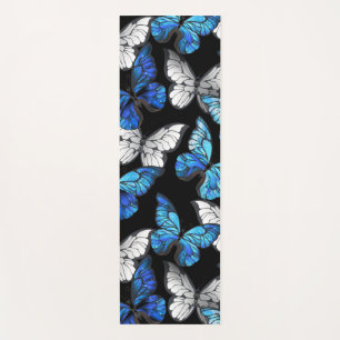 Tapis De Yoga Motif sans couleur foncée avec papillons bleus Mor