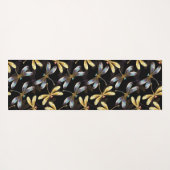 Tapis De Yoga Motif sans couture avec libellules d'or (Dos (Horizontal))