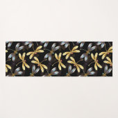 Tapis De Yoga Motif sans couture avec libellules d'or (Devant (Horizontal))