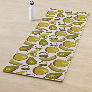 Tapis De Yoga Motif sans couture de fruits tropicaux jaune et bl