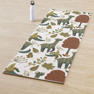 Tapis De Yoga Motif sans couture de girafe motif floral coloré