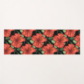 Tapis De Yoga Motif sans couture Fleurs rouges tropicales feuill (Devant (Horizontal))