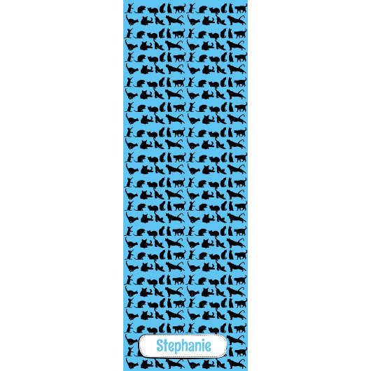 Tapis De Yoga Motif Silhouette Personnalisé Sur Chat Noir Bleu