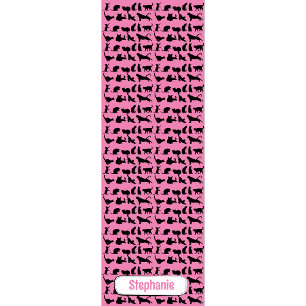 Tapis De Yoga Motif Silhouette Personnalisé Sur Chat Rose Noir