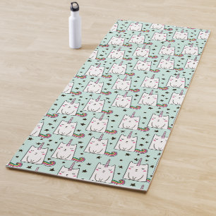 Tapis De Yoga Motif tiré par la main mignon de chat de licorne