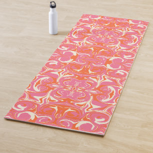 Tapis De Yoga Motif tourbillonnant en rose, orange et crème