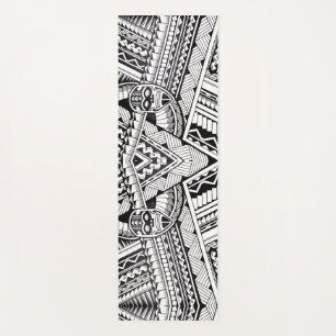 Tapis De Yoga Motif tribal géométrique moderne noir et blanc