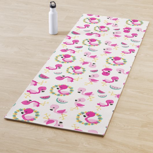 Tapis De Yoga Motif tropical, Flamants roses, pastèques, Fleurs (En situation)