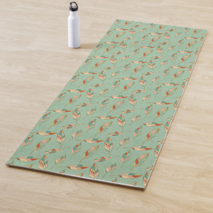 Tapis De Yoga Motif vert de plume d'étape de Geo de sud-ouest