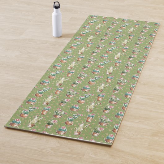 Tapis De Yoga Motif vert d'étape | de fleur de désert (En situation)