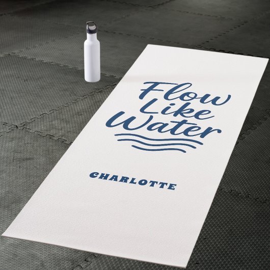 Tapis De Yoga Motivation citation coulée bleue comme l'eau