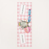 Tapis De Yoga Motivation Fitness Chat Cute En vichy Rose (Devant)