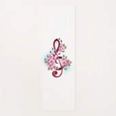 Tapis De Yoga Musical treble clef notes with sakura flowers (Devant)