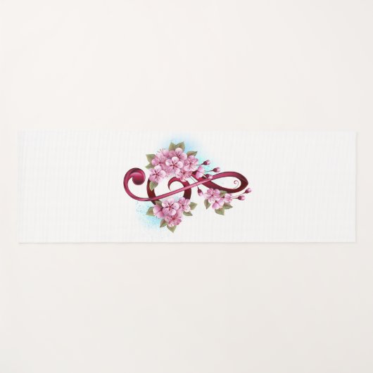 Tapis De Yoga Musical treble clef notes with sakura flowers (Devant (Horizontal))