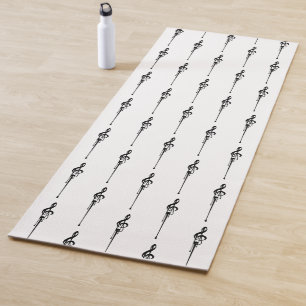 Tapis De Yoga Musique Motif Melting Treble Clef noir et blanc