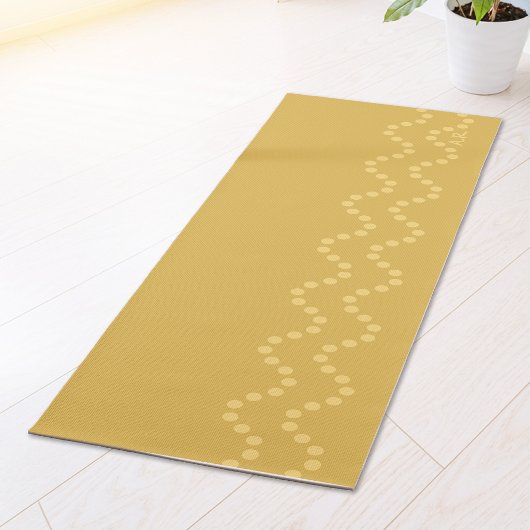 Tapis De Yoga Mustard Yellow Minimal Dotted Wavy Lines Initials
