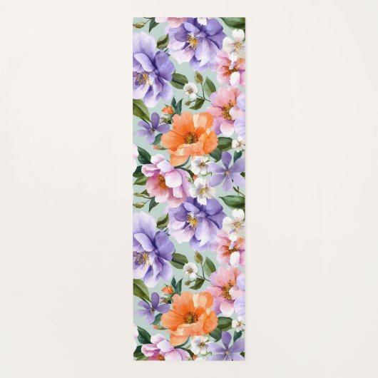 Tapis De Yoga Muted Colorful Flowers Boho flower (Devant)