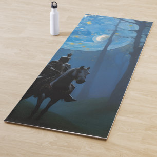 Tapis De Yoga Mystérieux Chevalier Noir dans la Forêt Lune