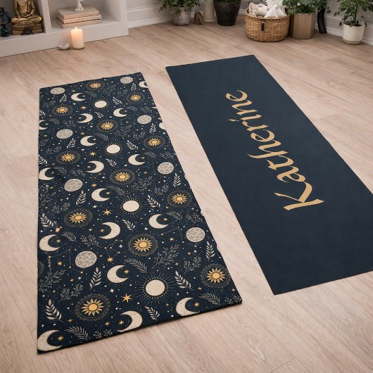 Tapis De Yoga Mystical Celestial Moon Pattern Custom Name