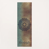 Tapis De Yoga Namaste Bronze et vert chimmery Mandala Yoga Mat (Devant)