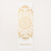 Tapis De Yoga Namaste Gold Flower Mandala White (Dos)