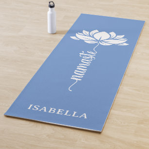 Tapis De Yoga Namaste Lotus Flower Modern Blue Nom personnalisé