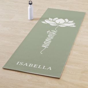 Tapis De Yoga Namaste Lotus Flower Modern Green Nom personnalisé