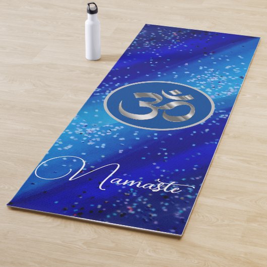 Tapis De Yoga Namaste OM Blue Confetti (En situation)