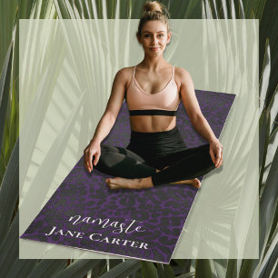 Tapis De Yoga Namaste Personnaliser Élégant Léopard Noir Violet