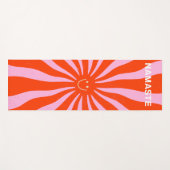 Tapis De Yoga Namaste Retro Sun Abstrait Orange Rose  (Devant (Horizontal))
