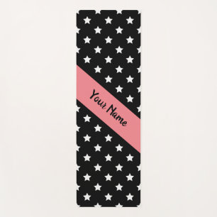 Tapis De Yoga Namaste Stars Noir et Rose avec nom personnalisé
