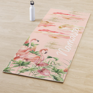 Tapis De Yoga Namaste Yoga Mat avec Flamants roses roses