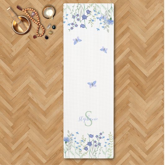 Tapis De Yoga Name Monogram Butterflies