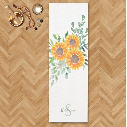 Tapis De Yoga Name Monogram Sunflower
