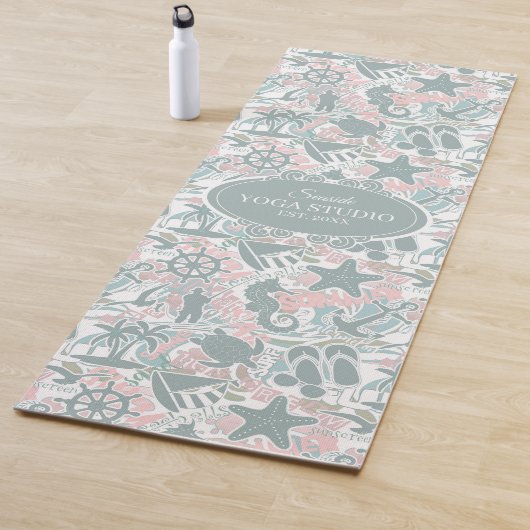 Tapis De Yoga Nautical Beach Collage (En situation)