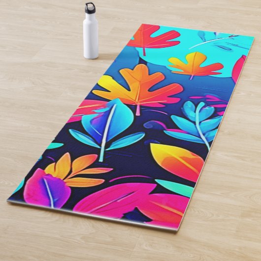 Tapis De Yoga Neon Leaf Paradise Art (En situation)