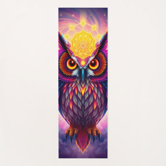 Tapis De Yoga Neon Owl Portrait: Psychedelic Swirl Art