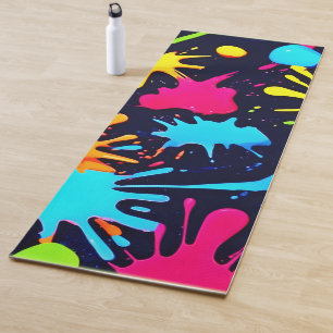 Tapis De Yoga Neon Splatter Art : Expressionnisme Abstrait vibra