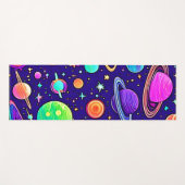 Tapis De Yoga Neons Fleurs : Planètes & Étoiles (Devant (Horizontal))