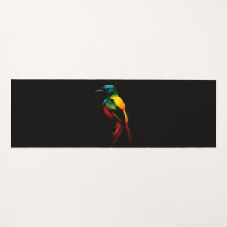 Tapis de yoga Noir 4 Luxe avec Oiseau Arc-en-ciel