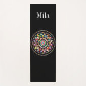 Tapis De Yoga Noir, arrière - plan de mandala (Devant)