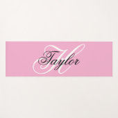 Tapis De Yoga Noir et blanc Fatigue Monogramme rose (Devant (Horizontal))