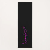 Tapis De Yoga Noir et Fuchsia Script Namaste Heart Reversible (Devant)