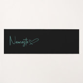 Tapis De Yoga Noir et Menthe Script Namaste Coeur réversible (Devant (Horizontal))