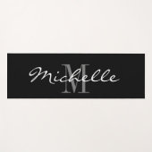 Tapis de yoga noir monogramme personnalisé pour l' (Devant (Horizontal))