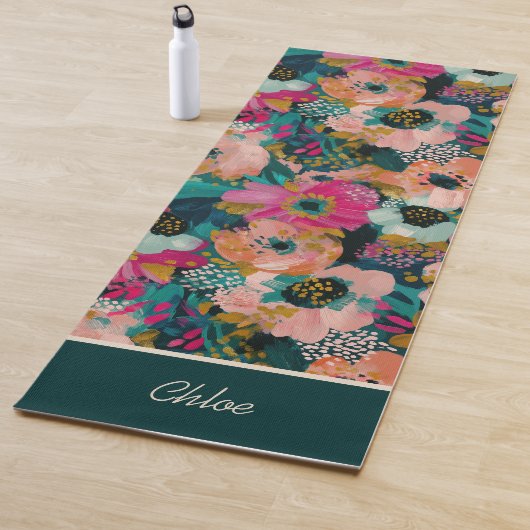 Tapis De Yoga Nom aquarelle florale (En situation)