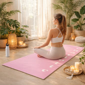 Tapis De Yoga Nom blanc rose